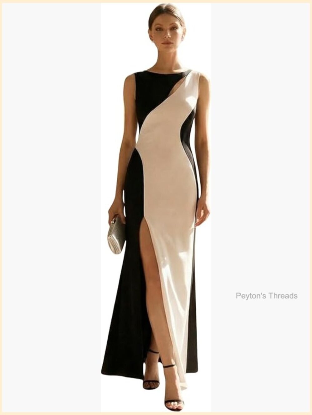 Crew Neck Slit Maxi Formal Wedding Guest Dress Sleeveless